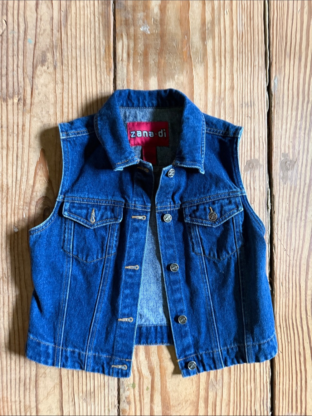 Zana Di Dark Blue Denim Vest Jacket, size medium